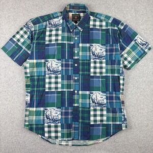 Vtg Chaps Ralph Lauren Shirt Mens Large Blue Green Patchwork Sailing Print 90s